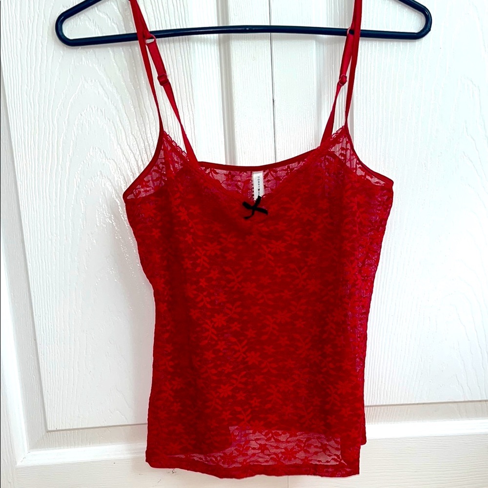 Red lace cami
